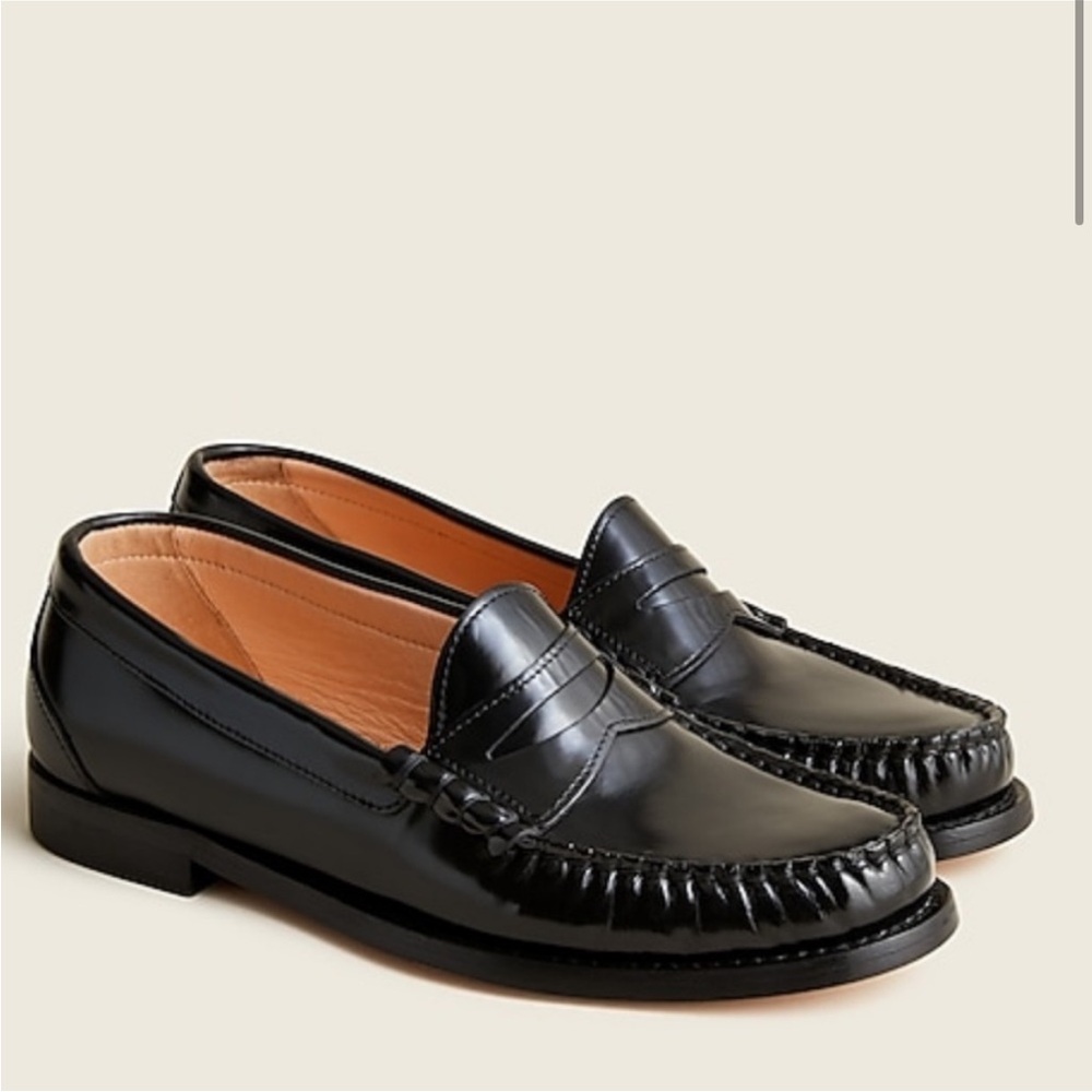 J crew Winona penny loafers spazzolato leather black